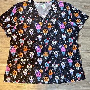 Halloween ice cream scrub top plus size 2x